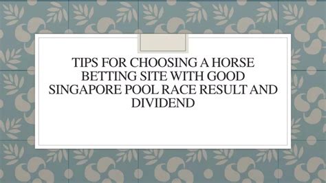 singapore pool race result and dividend